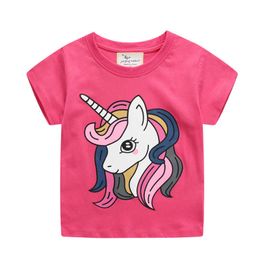 Jumping Meters Summer Unicorn Girls T shirts Baby Cotton Clothes Animals Print Fashion Kids Tees Short Sleeve Tops 210529