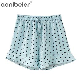 Polka Dot Print Summer Women Loose Shorts Fashion Drawstring High Waist Ruffles Hem Female Beach Casual 210604