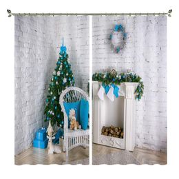 Curtain & Drapes Babson Blue Christmas Decoration In White House 3D Digital Printing DIY Advanced Custom Po