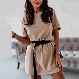 Korean Black White Clothes Casual Mini T-shirt Dress Office Vestido Summer Women Ropa Loose Tshirt Dresses Female Robe 210517