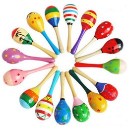 2022 new Baby Toys Kids Wooden Rattle Maracas Cabasa Music Instrument Sand Hammer Orff Instrument Maracas Infant