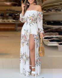 Women's Jumpsuits & Rompers Floral Print Culotte Design Thigh Slit For Women1