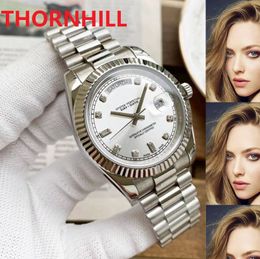 Automatic Mechanical Mens Day-Date Watches 41mm 316L Full Stainless Steel Watch Diamonds Waterproof Luminous Wristwatches
