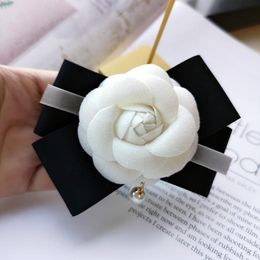 Pins, Brooches Korean Version Of High-end Pearl Bow Ribbon Camellia Flower Brooch Fashion Women's Jewelry Gifts