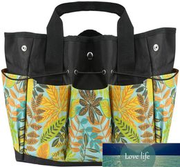 Garden Tool Bag Gardening Tool Storage Bag Leaf Print Garden Holder Tote Bag Heavy Duty with 9 Pockets for Kit Indoor