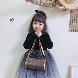 fashion designer girls handbags children small cylinder messenger bags cute kids printed accessories singler shoulder bags F138