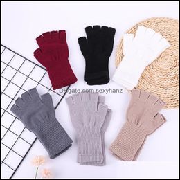 Fingerless Gloves & Mittens Hats, Scarves Fashion Aessories Half Finger Glove Student Open Fingers Keep Warm Study Solid Color Knitting Woma