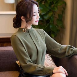 New Autumn Spring Tops Women Fashion Ladies Long Sleeve Shirts Casual Chiffon Blouse Work Wear Office Blusas Femininas 210419