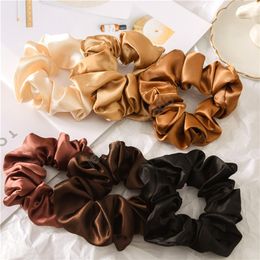 Satin Solid Colour Scrunchies Women Elastic Hair Rubber Bands Girls Fashion Hair Ring Rope Ponytail Hair Accessories