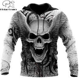 Crazy Skull With Angel Wings 3D All Over Printed Unisex Deluxe Hoodie Men Sweatshirt Zip Pullover Casual Jacket Tracksuit DW0280 210813