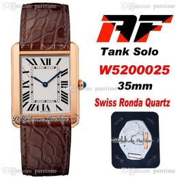 AF Solo W520025 Swiss Ronda Quartz Unisex Mens Womens Watch 18K Rose Gold White Dial Black Roma Blue Hands Brown Leather Super Edition 2021 Watches Puretime G7