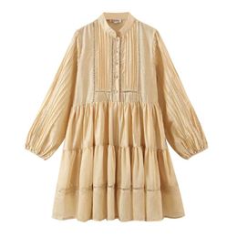 Fashion-Casual Dresses Jenny&Dave Fashion Elegant Hollow Out Lace Lantern Sleeve Party Dress Indie Folk Vintage Spring Women Blogger