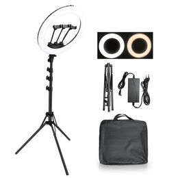 Lighting 18" 60W LED Ring Light Anillo De Luz Led Annular Lamp With 2.1M Stand Tripod Podcast Equipment For 3 Phones Live Youtube Video