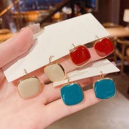 Korean Square Stud Earrings For Women Beautiful Red Geometric Fashion Designers New pendientes Jewellery Wholesale