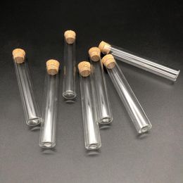 Lab Supplies 20pcs 50pcs 100pcs 12x75mm Thickening Glass Flat-bottom Test Tube With Cork Stoppers School SuppliesMini Vial