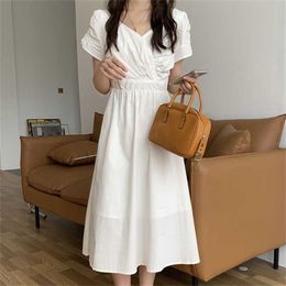French Solid High Waist Retro Princess Girls Vintage A-Line Chic Party Loose Sweet Long Dresses Vestidos 210525