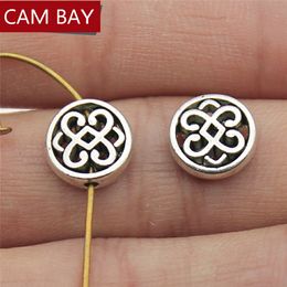 10x10mm Round Flower Spacer Beads Antique Silver Color Alloy Loose Beads For Jewelry Making Bracelet DIY Handmade Crafts