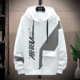 Men Hoodie Casual Spring Street Hoodie Sweatshirt Men Harajuku Pullover Letter Japanese Men Pocket Crew Neck 211023