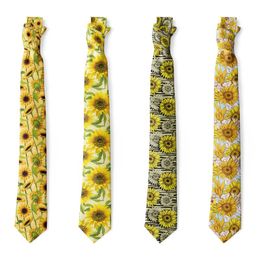 Bow Ties Fashion Sunflower Men 8cm Necktie Slim-fit Polyester Business Wedding Accessories Novelty Casual Gift