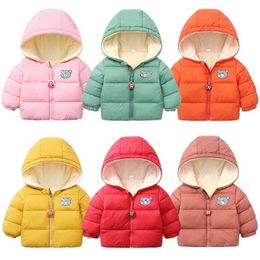 Children's Cotton Clothing Thickened Down Jacket Baby Winter Warm Clothes Kids Autumn Zipper With Hooded Boys Outwear 211027