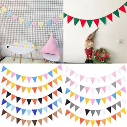 Party Decoration 12Flags Colourful Fabric Garlands Christmas Felt Bunting Pendant Flag For Wedding Birthday Home Hanging Garland