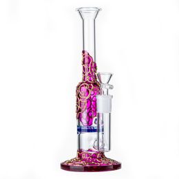 Honeycomb Perc Hookahs Heady Class 9 Inch Water Pipes 3mm Thickness Oil Dab Rig 14mm Joint Glass Bong With 4mm Base