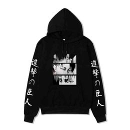 Anime Attack on Titan AOT Hoodie Levi Ackerman Sweatshirts Cozy Tops Sweatsuit Sudadera Felpa Moletom H1227