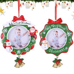 Children Christmas Photo Frame Pendant Cross-border Snowman Resin Christmas Decorations Holiday Baby Xmas Gift XD24929