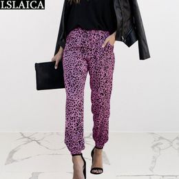 Fashion women pants & capris Mid waist Leopard print streetwear pencil office party club plus size clothing 210520