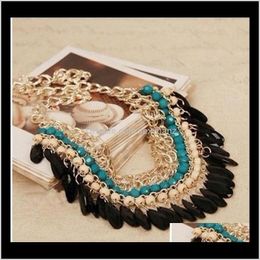 Necklaces & Pendants Drop Delivery 2021 Gothic Vintage Women Party Statement Necklace Chains Chokers Tassel Black Water Layers Beaded Jewellery