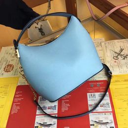 Top leather women's handbag classic pritting pure Colour Chubby shoulder bag cute 24cm Purse chain Youthful pocket
