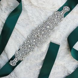 Wedding Sashes Design Fresh Green Belts For Bride Waistband Bridal Crystal And Rhinestones Gown Dresses Belt Accessory