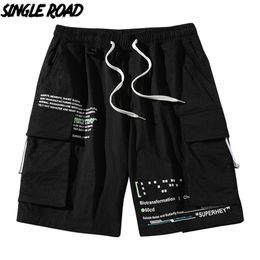 Single Road Cargo Shorts Men Summer Side Pockets Short Pants Male Hip Hop Japanese Streetwear Harajuku Board For 210806