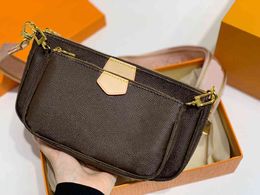 small box fan UK - Multi-handed single shoulder fan small bag luxury classic fashion brand design women's M44813 leather triad hobo wallet with box