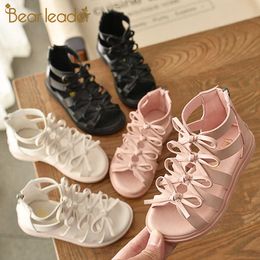 Bear Leader Girls Cute Shoes Summer Kids Bow Sequined Footwear Sweet Single Shoes Children Cross-Strap Sandals Shoes 210708