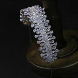 Simple Cubic Zircon Wedding Crowns Headbands Crystal Evening Hairbands Brides Hair Accessories Prom Jewelry X0625