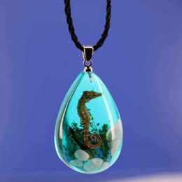 1Pcs Seahorse Charms Keyring Jewelry Summer Gift seahorse Pendant Necklace G1206