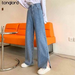 Women Denim Pants Spirng Autumn Female Loose Wide Leg Pant Full Length Jeans Trouses Plus Size 4XL High Waist Baggy 210809