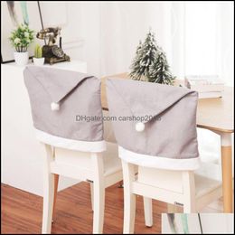 Chair Ers & Sashes Home Textiles Garden Christmas Decoration Big Gray Hat Er Santa Claus Cap Xmas Banquet Party Seat Case Jk1910Xb Drop Deli