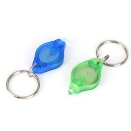 Party Favor Mini LED Flashlight White Torch Key Chains Ring Keyrings DH0788