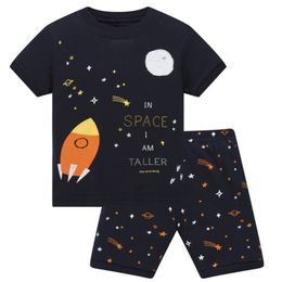 Summer Boys Pajamas Sets Space Short Sleeve Children's Sleepwear 100% Cotton Kids Underwear Pyjama Sleeping Suits 211109