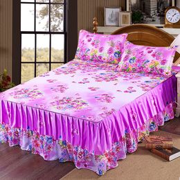 100% Cotton Bed Skirt Comfortable Textile Bedding Bedspread Winter Bed Sheet With Pillowcase Pink Panda Lovers Non-slip F0381 210420