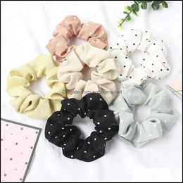 Hair Rubber Bands Jewelry Ins Dot Scrunchies Women Elastic Stretchy Scrunchie Girls Headwear Loop Ponytail Holder Printed Aessories Drop Del