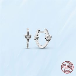925 Sterling Pave Heart Moon Stars Beaded Hoop Earrings for Women Silver Earring Jewellery Gift