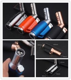 Metal Jet Torch Cigar Lighter 3 Flame Nozzle Adjustable Gas Butane Refillable Cigarette Windproof Lighters with Gift Box