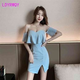 Nightclub girl's sexy dress with low chest and buttocks Office Lady Sheath Zippers Knee-Length 210416