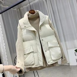 Women Sleeveless Vest Winter Warm Plus Size 3XL Down Cotton Padded Jacket Female Veats Mandarin Collar Sleeveless Waistcoat 210515