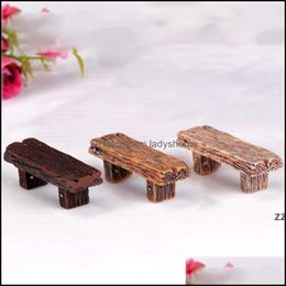 Novelty Items Decor Home Garden3Pcs Cute Wooden Chair Stool Fairy Garden Miniatures Decor Couple Bench Action Figurine Diy Micro Gnome Ter