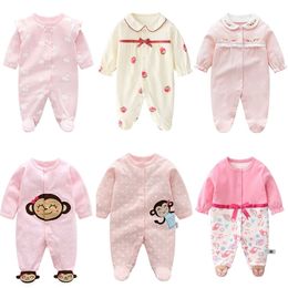 Autumn born Baby girls clothes pink princess baby rompers long Sleeve clothing roupas infantis menino Overalls Costume 211101