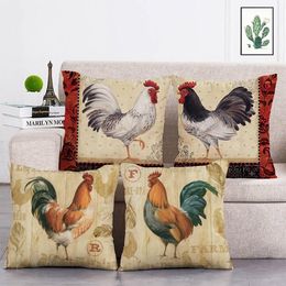 Cushion/Decorative Pillow Cock Cushion Cover Nordic Water Colour Home Decoration Sofa Pillowcase Flower Hummingbird Linen T286